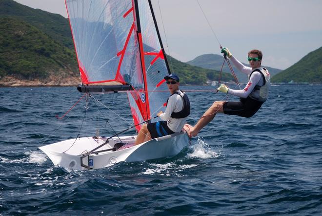 Yann d'Argenlieu and Nathan Bradley - 29er Winner - HK Festival of Sport Open Dinghy Regatta 2015 © Eileen Sze http://www.rhkyc.org.hk/